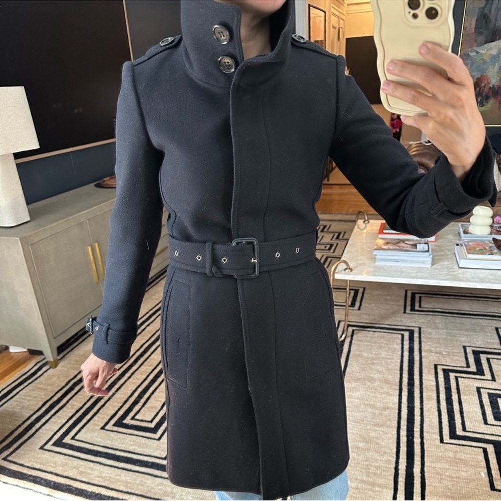 Authentic Burberry Black Dress Coat- Size 0